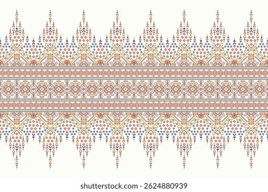 Cross stitch pattern,floral cross stitch pattern on white background,vector illustration,geometric ethnic oriental pattern,Aztec,abstract background.design for texture,fabric,clothing,decoration,print