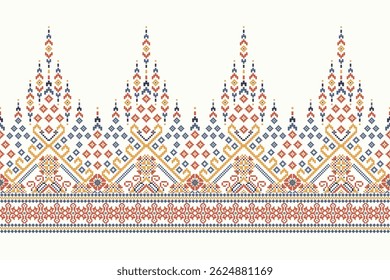 Cross stitch pattern,floral cross stitch pattern on white background,vector illustration,geometric ethnic oriental pattern,Aztec,abstract background.design for texture,fabric,clothing,decoration,print