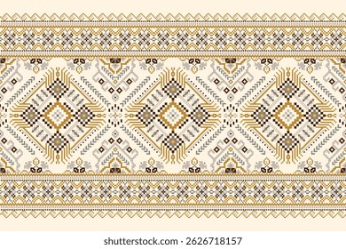 Cross stitch pattern,floral cross stitch pattern on white background,vector illustration,geometric ethnic oriental pattern,Aztec,abstract background.design for texture,fabric,clothing,decoration,print