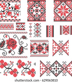 Cross stitch patterns (Ukrainian folk clothes) vector