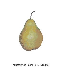 Cross stitch pear, fruit embroidery, vector illustration.