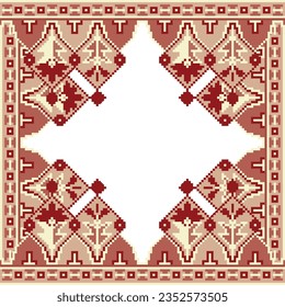 A cross stitch pixel art pattern with a white background