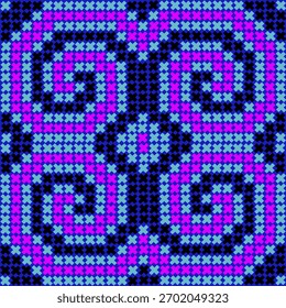  Kreuzstich, Pixel Art Muster Vektor nahtlos