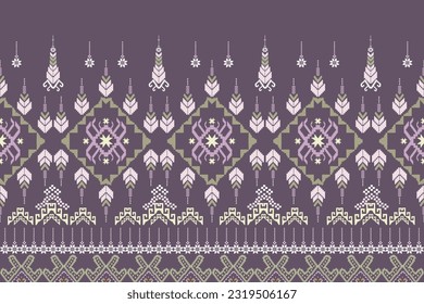 Cross Stitch Pixel Pattern. Ethnic Patterns. Abstract art. Design for carpet, wallpaper, clothing, textile, pillow, curtain, bedsheet, table runners. Vintage Style. Vector illustration.