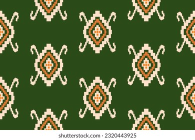 Cross Stitch Pixel Pattern. Ethnic Patterns. Abstract art. Design for carpet, wallpaper, clothing, textile, pillow, curtain, bedsheet, table runners. Vintage Style. Vector illustration.
