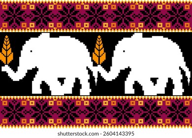 cross stitch pixel pattern. ethnic pattern. design for carpet, wallpaper, clothing, textile, pillow, vector illustration.