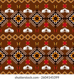 cross stitch pixel pattern. ethnic pattern. design for carpet, wallpaper, clothing, textile, pillow, vector illustration.