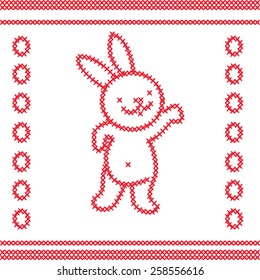 cross stitch red bunny 