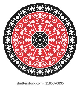 cross stitch round in antique style