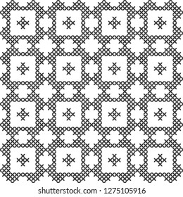 Cross stitch, seamless decorative pattern. Embroidery and knitting. Abstract geometric background. Ethnic ornaments.