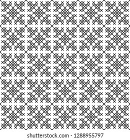 Cross stitch, seamless decorative pattern. Embroidery and knitting. Abstract geometric background. Ethnic ornaments.