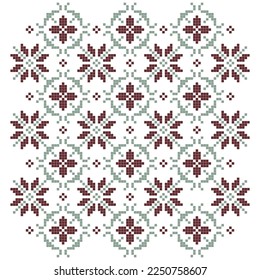 cross stitch seamless pattern with abstract floral elements