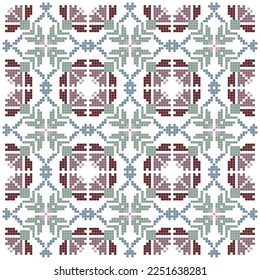 cross stitch seamless pattern with abstract floral elements