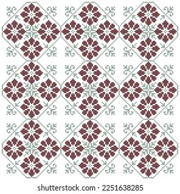 cross stitch seamless pattern with abstract floral elements