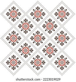 cross stitch seamless pattern with floral elements