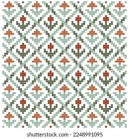 cross stitch seamless pattern with floral elements