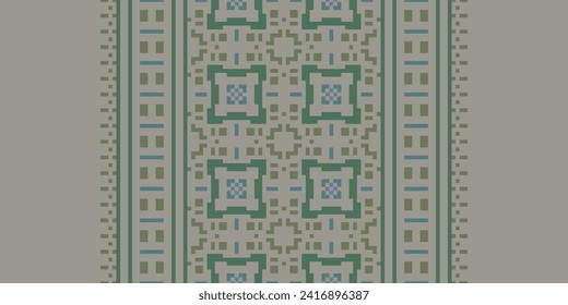 Cross Stitch seamless pattern. Pixel pattern. Design for clothing, fabric, background, wallpaper, wrapping, batik. Knitwear, Embroidery style. Aztec geometric art ornament print.Vector illustration