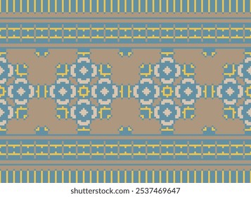 Cross Stitch padrão sem costura, Padrão étnico abstrato de pixel tradicional geométrico para roupas, tecido, papel de parede, batik, Knitwear, pixel art.