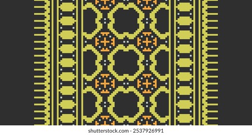Patrón sin costuras de punto cruzado, patrón étnico Abstractas geométrico tradicional del pixel para la ropa, tela, Fondo de pantalla, batik, ropa de punto, arte del pixel.