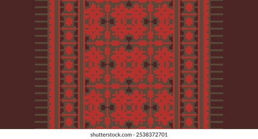 Cross Stitch seamless pattern, Traditional pixel geometric Abstract ethnic pattern for clothing, fabric, wallpaper, batik, Knitwear, pixel art. Ethnic Art Designer.