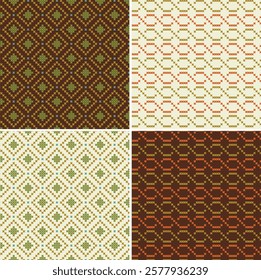 cross stitch seamless patterns orange green brown