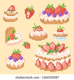 cross stitch strawberry desserts
