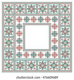 Cross stitch stylizes square borders or frames illustration