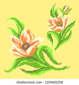 cross stitch tulips