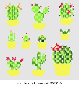 Cross Stitch vector cactus