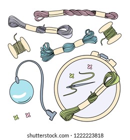 CROSS STITCH Vector Illustration Set for sewing and embroidery, Wall Decorations, Scrapbooking, Baby Book, Photo Albums and Card Print