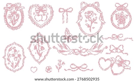 Cross Stitch Vintage Frames and Bows Embroidery Pattern Set