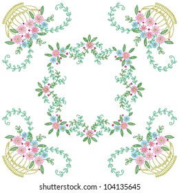 Cross stitch vintage tablecloth. Vector imitation.