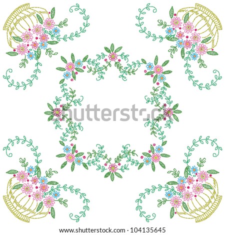Cross stitch vintage tablecloth. Vector imitation.