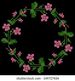 Cross stitch vintage. Vector imitation.