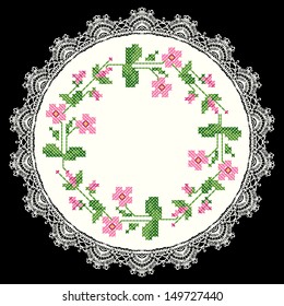 Cross stitch vintage. Vector imitation.