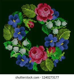cross stitch wreath