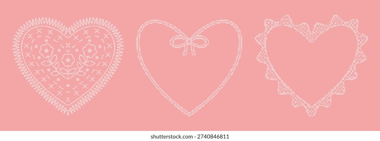 Cross stitched heart frames
