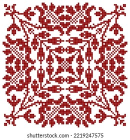 cross stitched pattern with floral elements