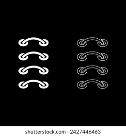 Cross stitching sew darning-stitch stalks of the threads insertion sewing sramps connect fabric Surgical seams Rough seam patch suture set icon white color vector illustration image solid fill 