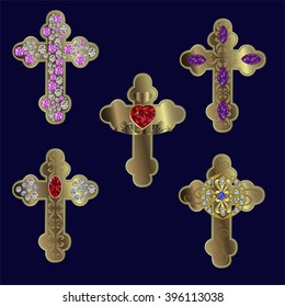 cross with stones