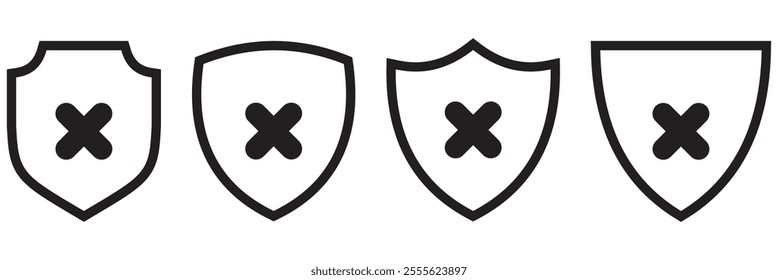 Cross and stop mark icon set . cross and forbidden icons isolated on white background . Restrict entry ban prohibition and delete icon . Vector illustration