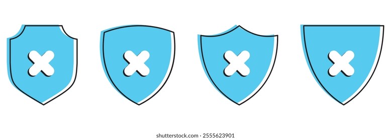 Cross and stop mark icon set . cross and forbidden icons isolated on white background . Restrict entry ban prohibition and delete icon . Vector illustration