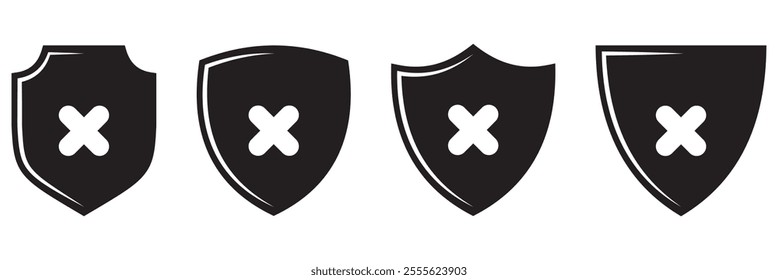 Cross and stop mark icon set . cross and forbidden icons isolated on white background . Restrict entry ban prohibition and delete icon . Vector illustration