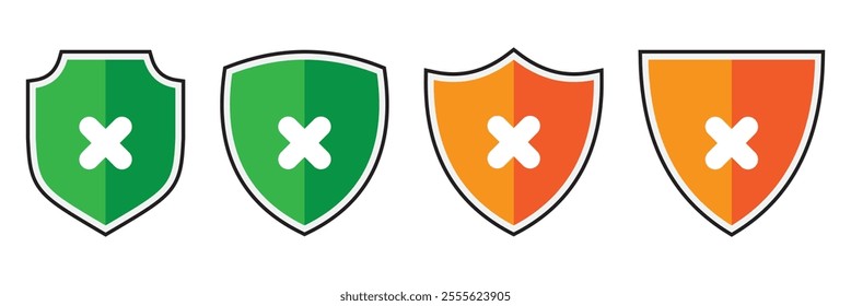 Cross and stop mark icon set . cross and forbidden icons isolated on white background . Restrict entry ban prohibition and delete icon . Vector illustration