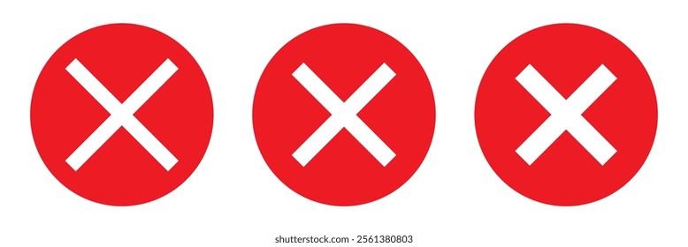 Cross and stop mark icon set . cross and forbidden icons isolated on white background . Restrict entry ban prohibition and delete icon . Vector illustration