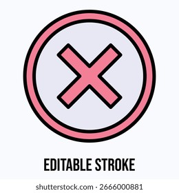 Ícone De Vetor De Marca De Cruzamento E De Parada, Ícone De Estilo De Cor Linear De Vetor Isolado, Traçado Editável. 