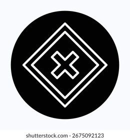 Ícone De Vetor De Marca De Cruzamento E De Parada, Ícone De Estilo Circular De Vetor Isolado,