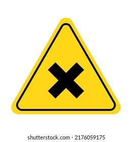 Cross, stop sign. Danger, warning cross icon with yellow triangle symbol. Vector illustration.