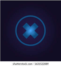 Cross stop sign icon blue in circle, for vector of app button vector