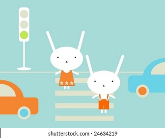 Cross street on green light